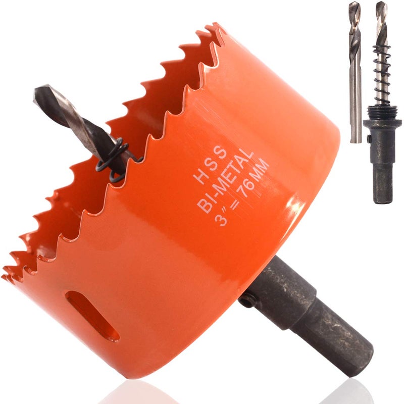 Koopi 76mm / 3 Inch BI-Metal Hole Saw with Arbor and Replacement Pilot Drill Bit  Hole Cutter for Easily Drilling Wood  Plastic  Thin Metal - Image 1